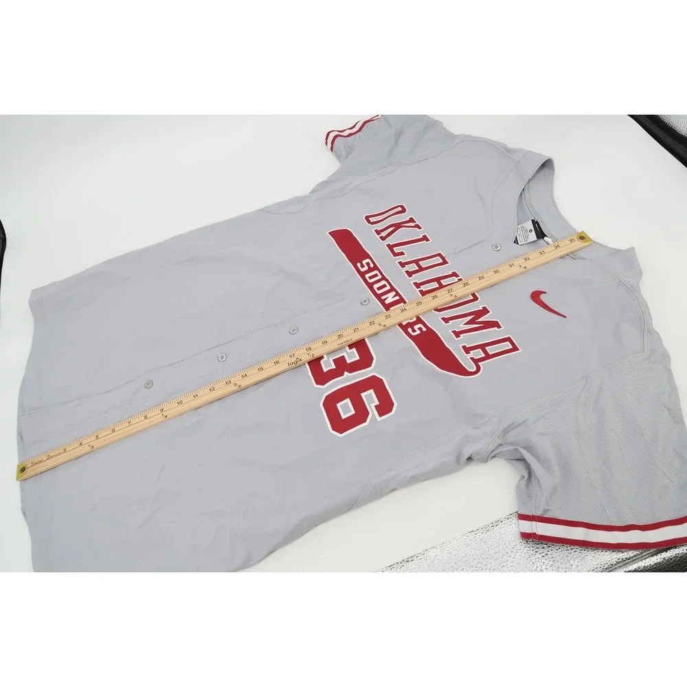 Nike Oklahoma Sooners Baseball Jersey Gray Size‎ 48 Length +2 Player Worn Issued